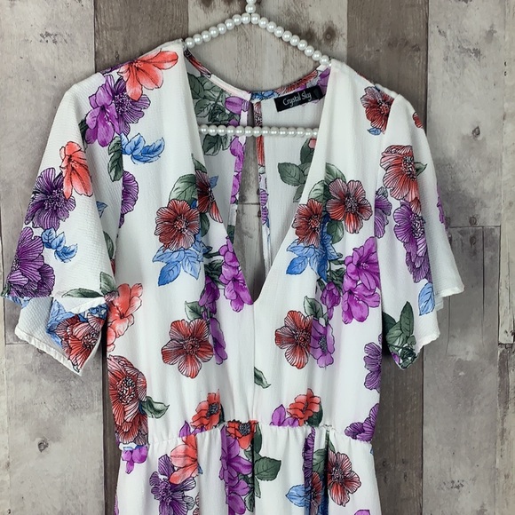Crystal Sky flower open back maxi dress size 7 - Picture 4 of 11